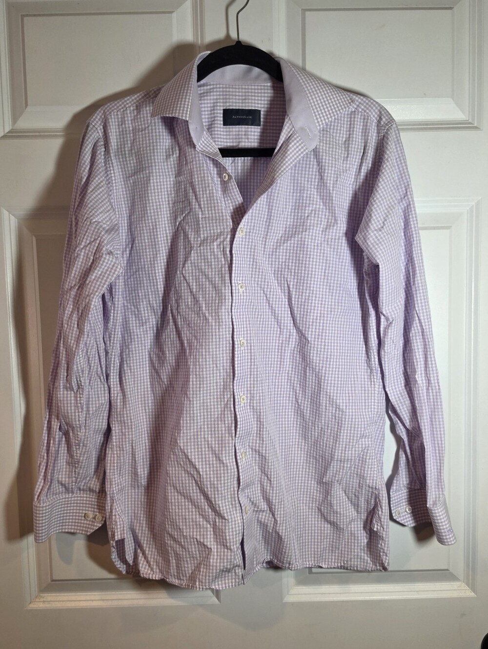 Alton Lane Men's Light Lavender Gingham Dress Button Up Shirt